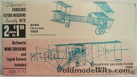 Renwal 1/72 1909 Avro Triplane and 1909 Curtiss Golden Flyer, 256-100 plastic model kit